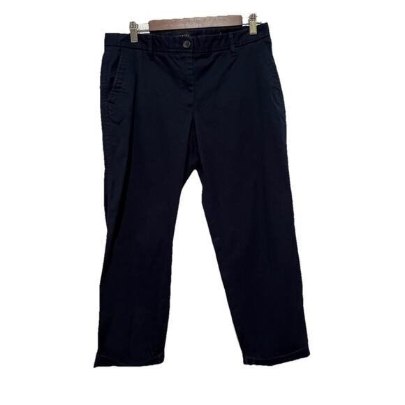 Talbots The Perfect Crop Dark Blue Chino Capris Pants Flat Front Size 8 Petite - Picture 1 of 9